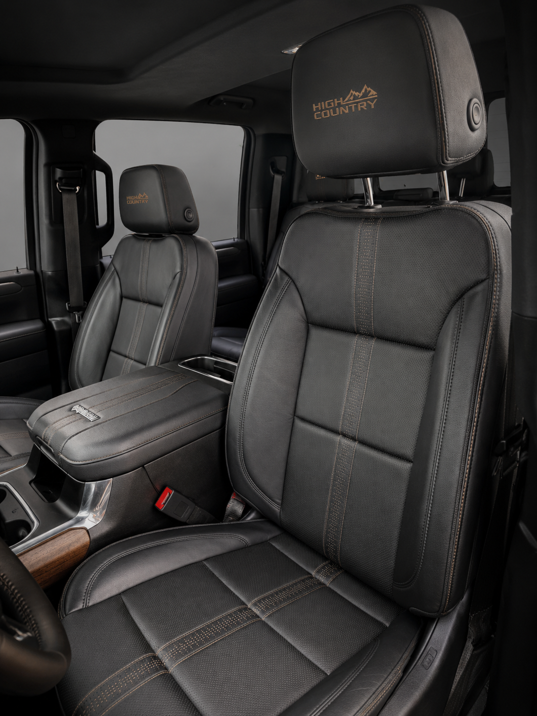 Freshly detailed black leather car interior